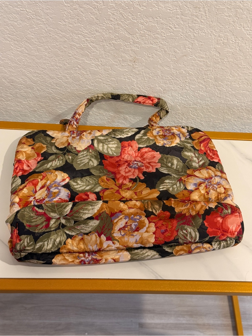 Oscar de la Renta Floral Toiletries Tote in Black, Red, Orange, Yellow and Green